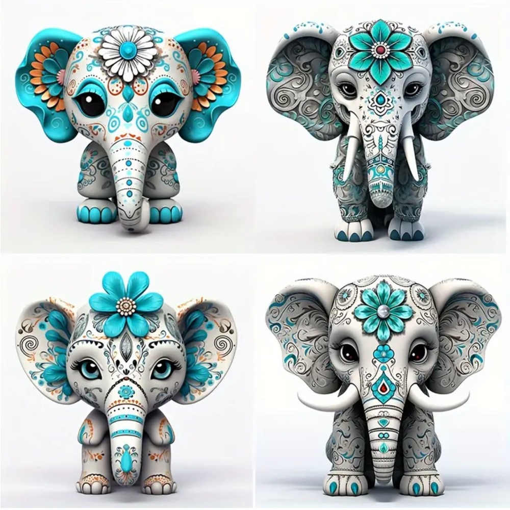Baby Elephant Self-Adhesive Sticker, 4 in 1 Sheet